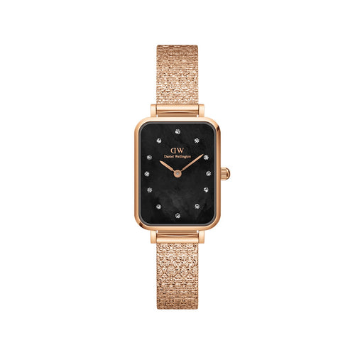 Reloj Quadro Lumine de nácar negro piano prensado en oro rosa