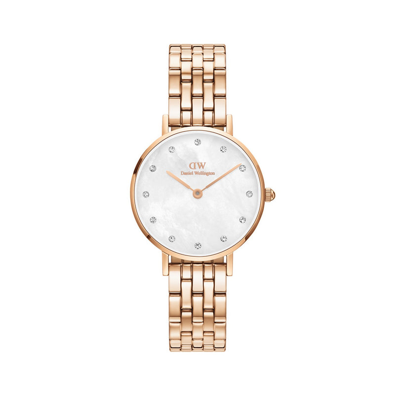 Petite Lumine 5 Link Watch Melrose White Mother Of Pearl Rose Gold