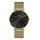 Reloj clásico de malla de ónix y oro negro