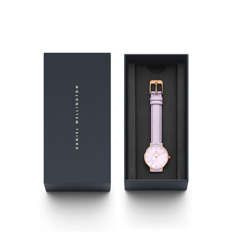 Montre Petite Purple Leather Rose Gold Purple Mop