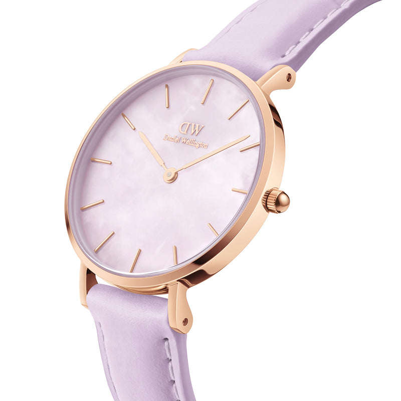 Montre Petite Purple Leather Rose Gold Purple Mop