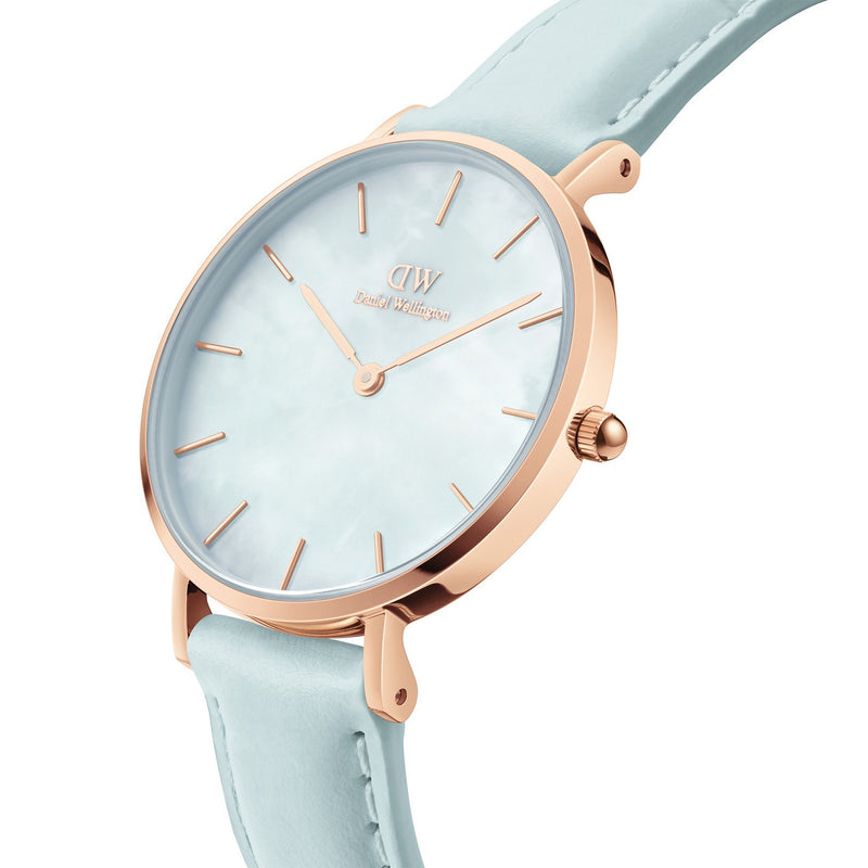 Petite Bluebell Blue Mother Of Pearl Rose Gold