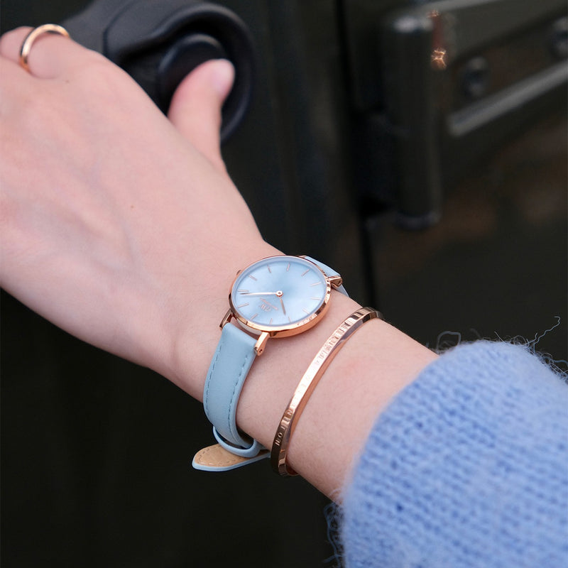 Petite Bluebell Blue Mother Of Pearl Rose Gold