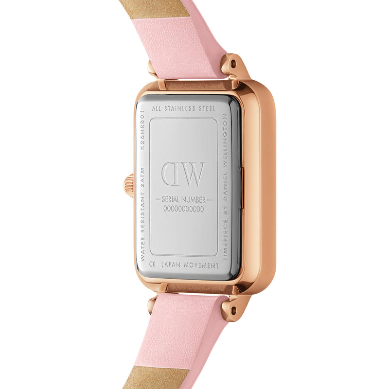 Quadro Pink Leather Rose Gold Pink Mop Watch