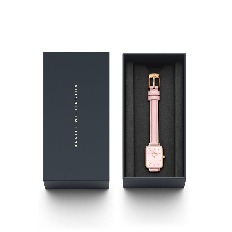 Quadro Pink Leather Rose Gold Pink Mop Watch