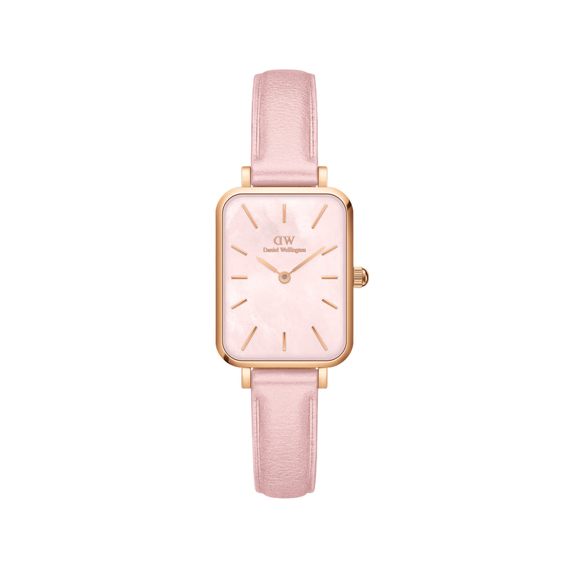 Quadro Pink Leather Rose Gold Pink Mop Watch