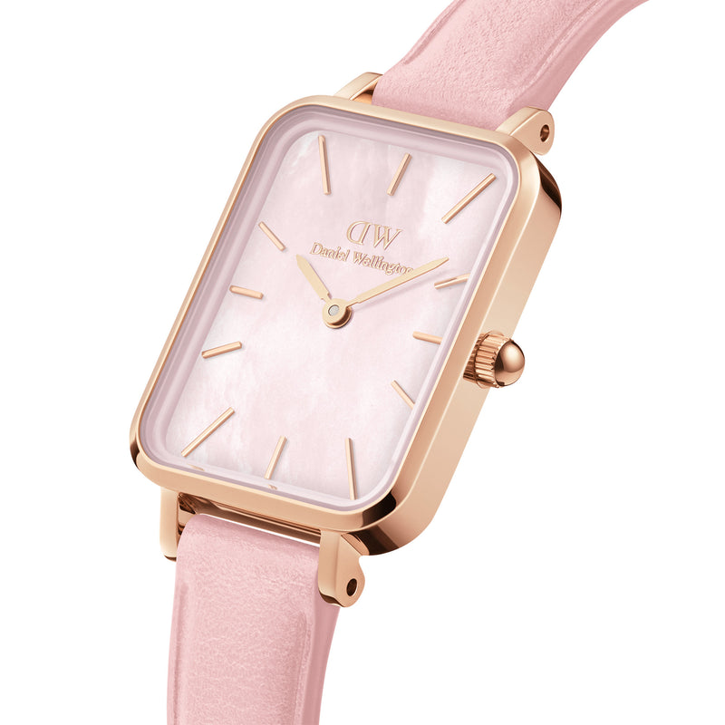 Quadro Pink Leather Rose Gold Pink Mop Watch