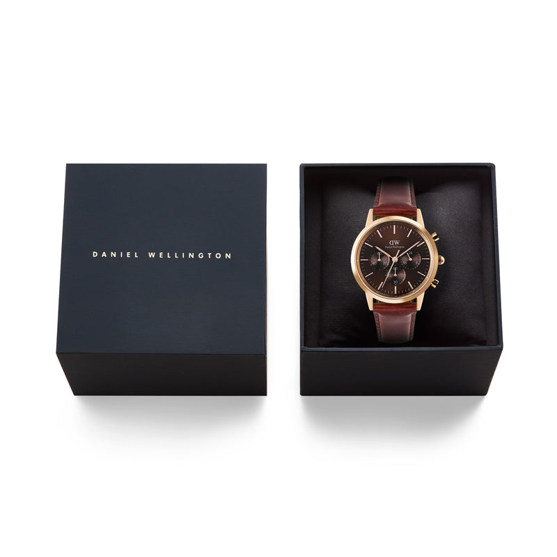 Iconic Chronograph St Mawes Rose Gold Amber Watch