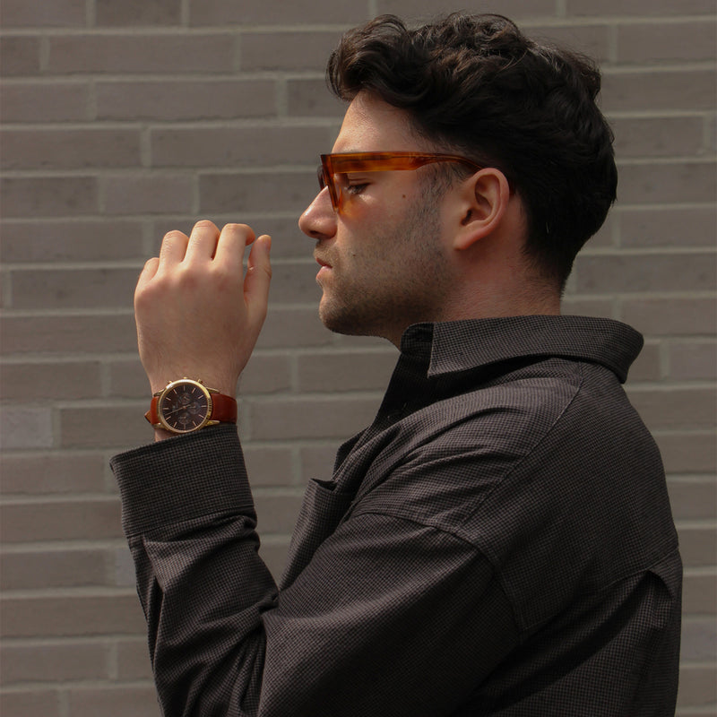 Iconic Chronograph St Mawes Rose Gold Amber Watch