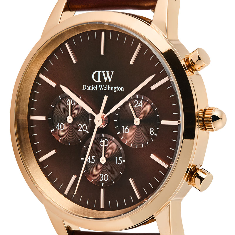 Iconic Chronograph St Mawes Rose Gold Amber Watch