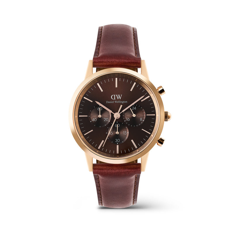 Iconic Chronograph St Mawes Rose Gold Amber Watch