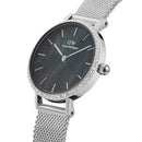 Reloj de malla con bisel pequeño Mop negro plateado
