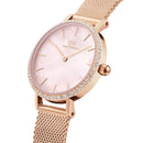 Reloj con trapeador rosa Melrose con bisel Petite Lumine