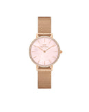 Reloj con trapeador rosa Melrose con bisel Petite Lumine