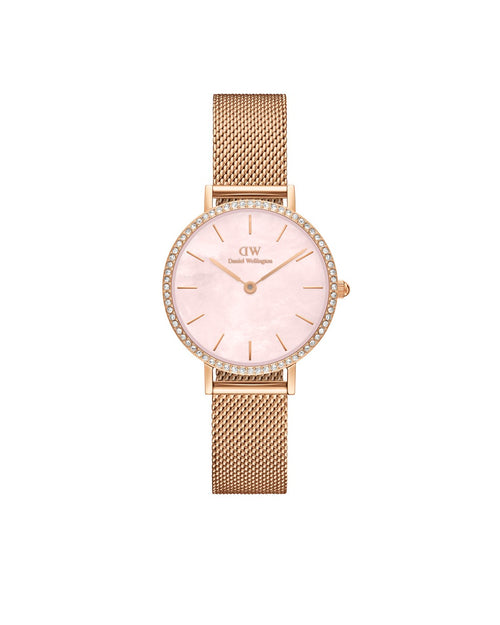 Reloj con trapeador rosa Melrose con bisel Petite Lumine