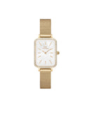 Montre Quadro Bezel Mesh White Mop Gold
