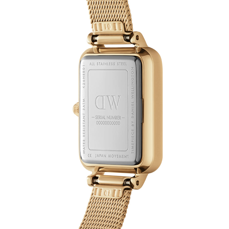 Montre Quadro Bezel Mesh White Mop Gold