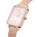 Reloj Quadro Bezel Mesh Pink Mop en oro rosa