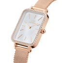 Reloj Quadro Bezel Mesh White Mop en oro rosa