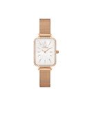 Reloj Quadro Bezel Mesh White Mop en oro rosa