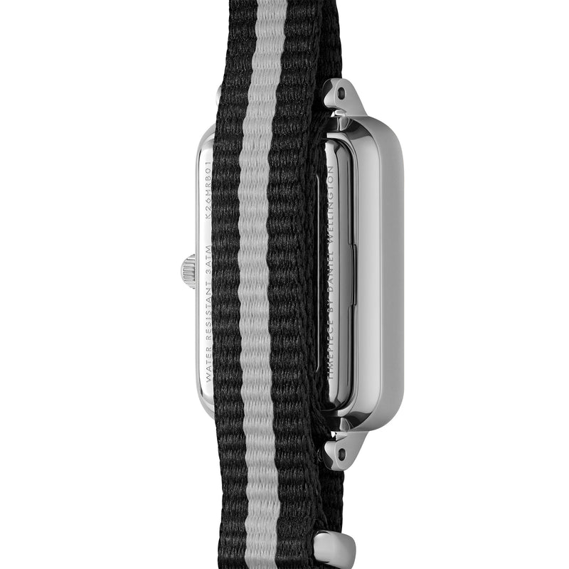 Reloj Quadro negro y gris Nato blanco plateado