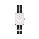 Reloj Quadro negro y gris Nato blanco plateado
