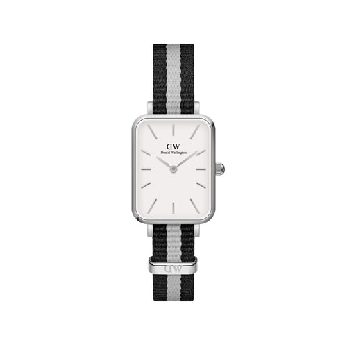 Reloj Quadro negro y gris Nato blanco plateado