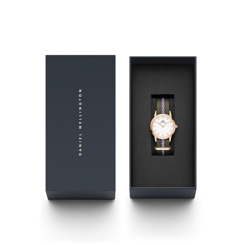 Reloj icónico de oro rosa, verde, morado y rosa de la OTAN