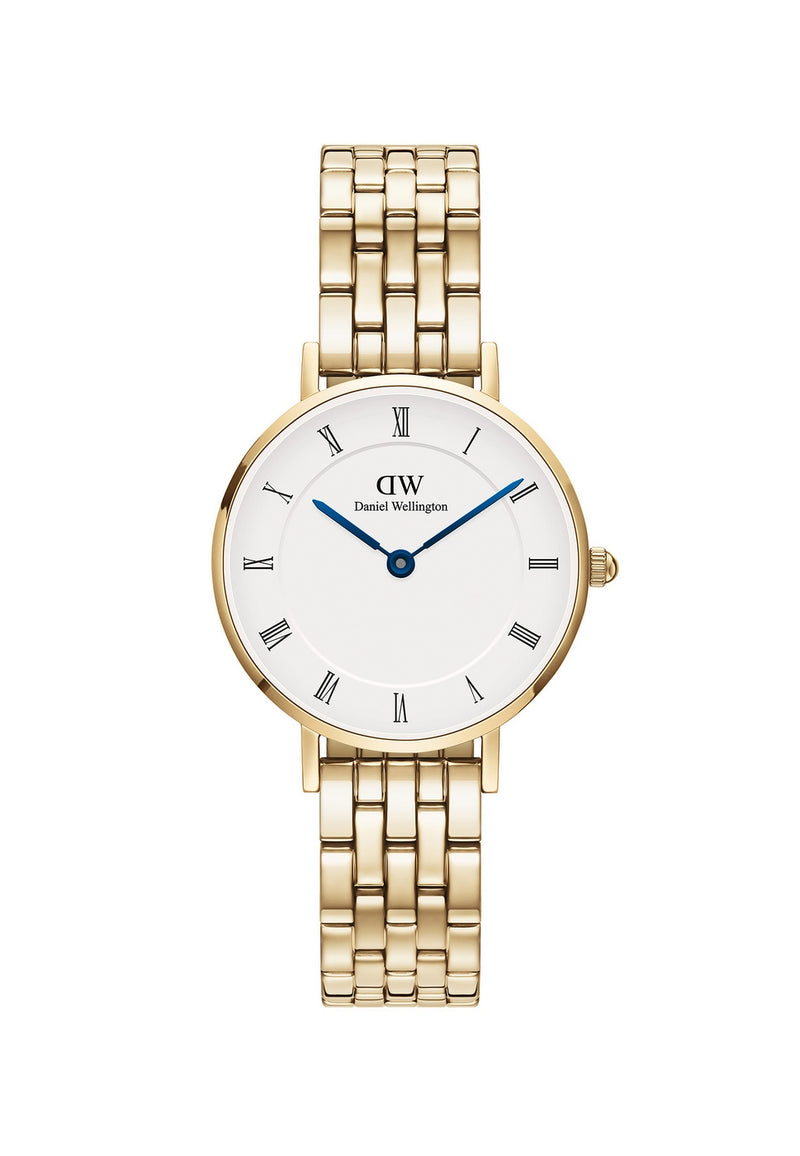 Montre Petite Roman Numerals 5 Link Gold