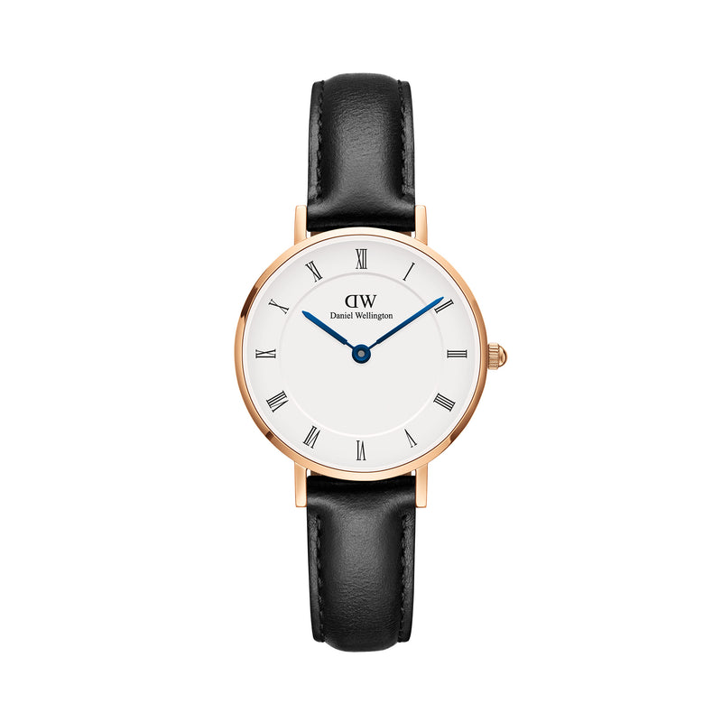 Reloj blanco de oro rosa Sheffield con números romanos pequeños