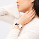 Reloj blanco de oro rosa Sheffield con números romanos pequeños