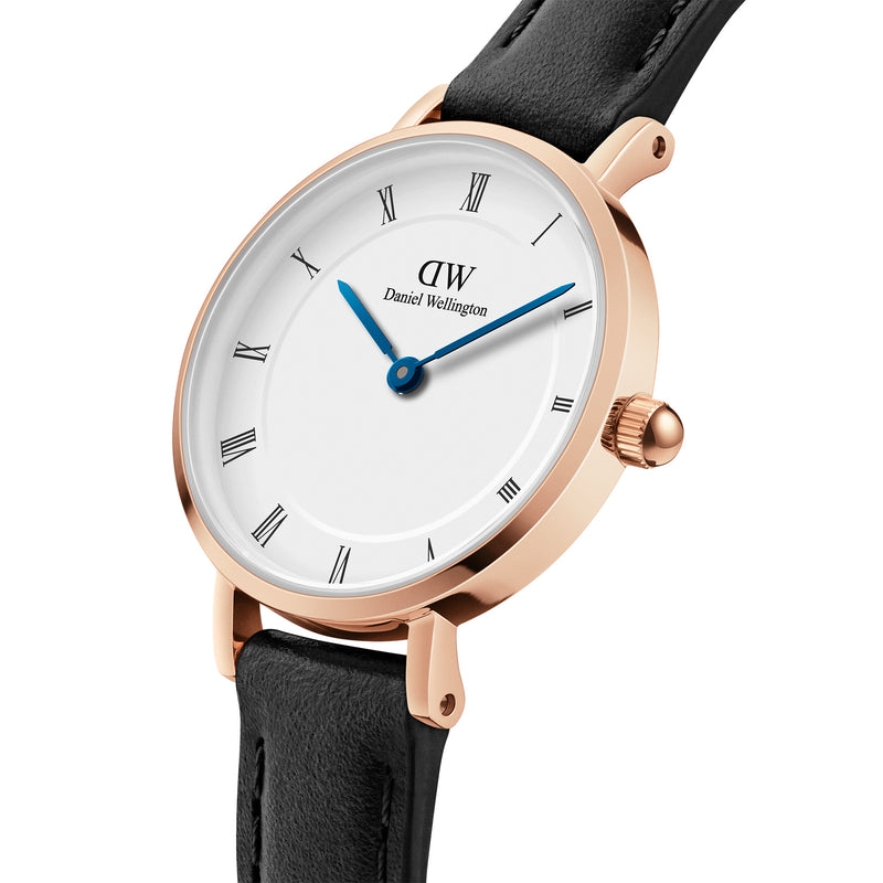 Reloj blanco de oro rosa Sheffield con números romanos pequeños