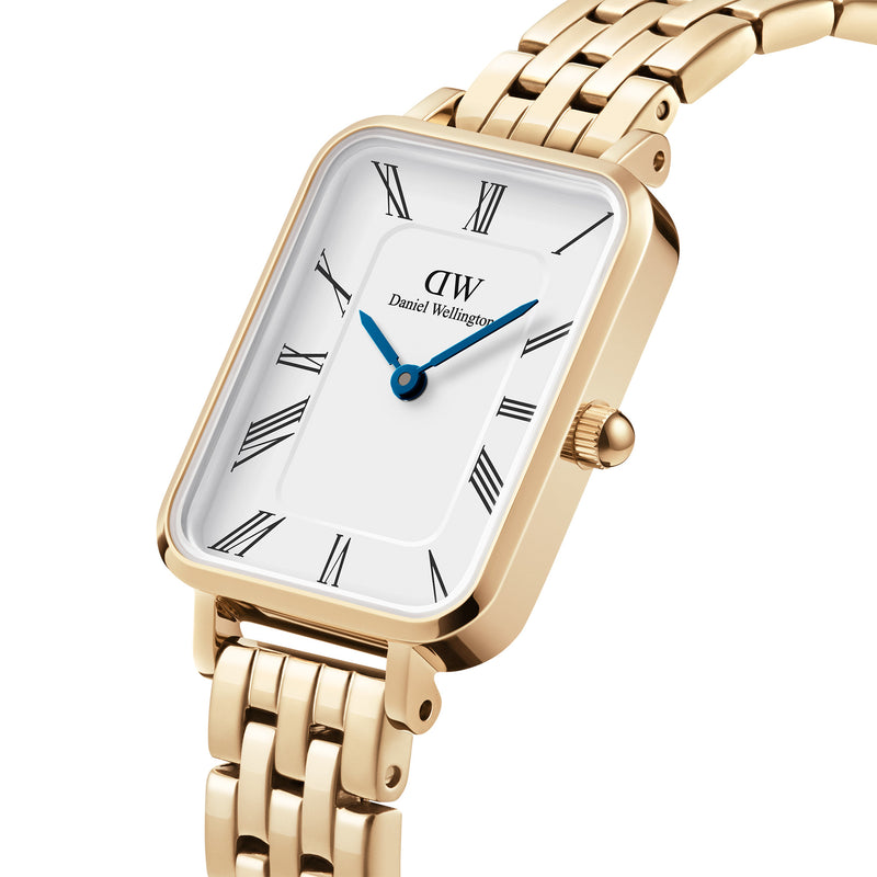 Montre Quadro Roman Numerals 5-link White