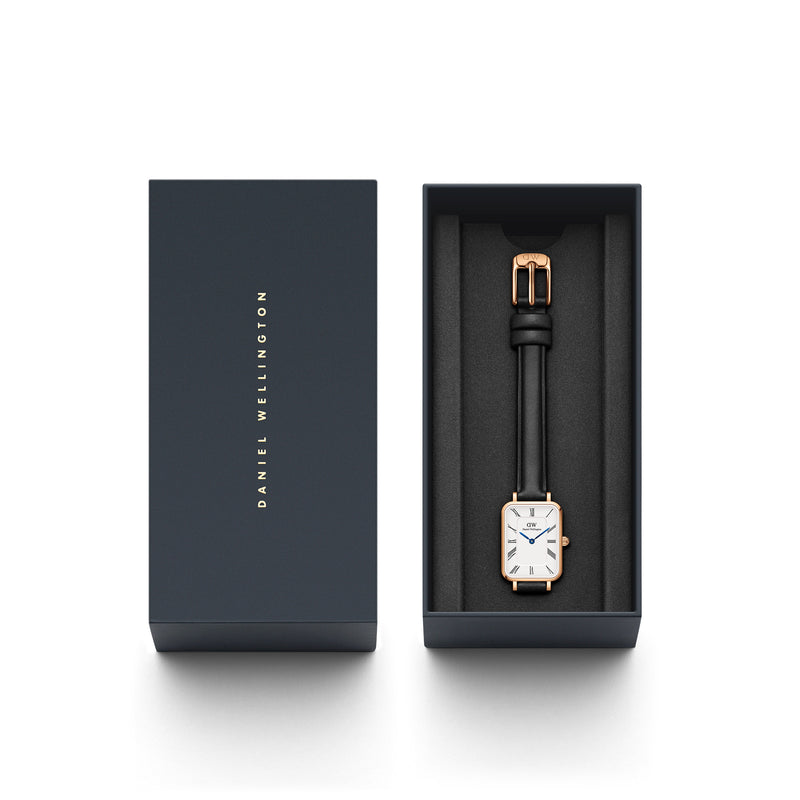 Reloj Quadro de oro rosa blanco Sheffield con números romanos
