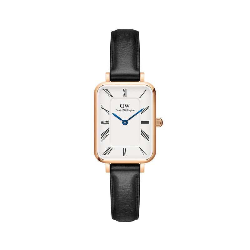 Reloj Quadro de oro rosa blanco Sheffield con números romanos