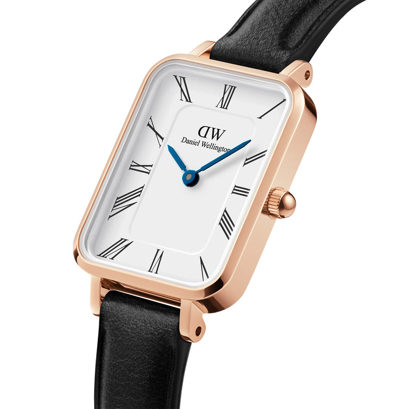 Reloj Quadro de oro rosa blanco Sheffield con números romanos