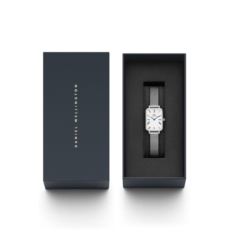 Montre Quadro Roman Numerals Sterling White