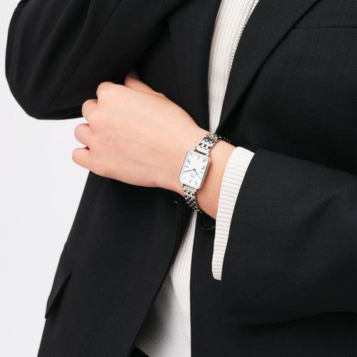 Montre Quadro Roman Numerals 5-link White
