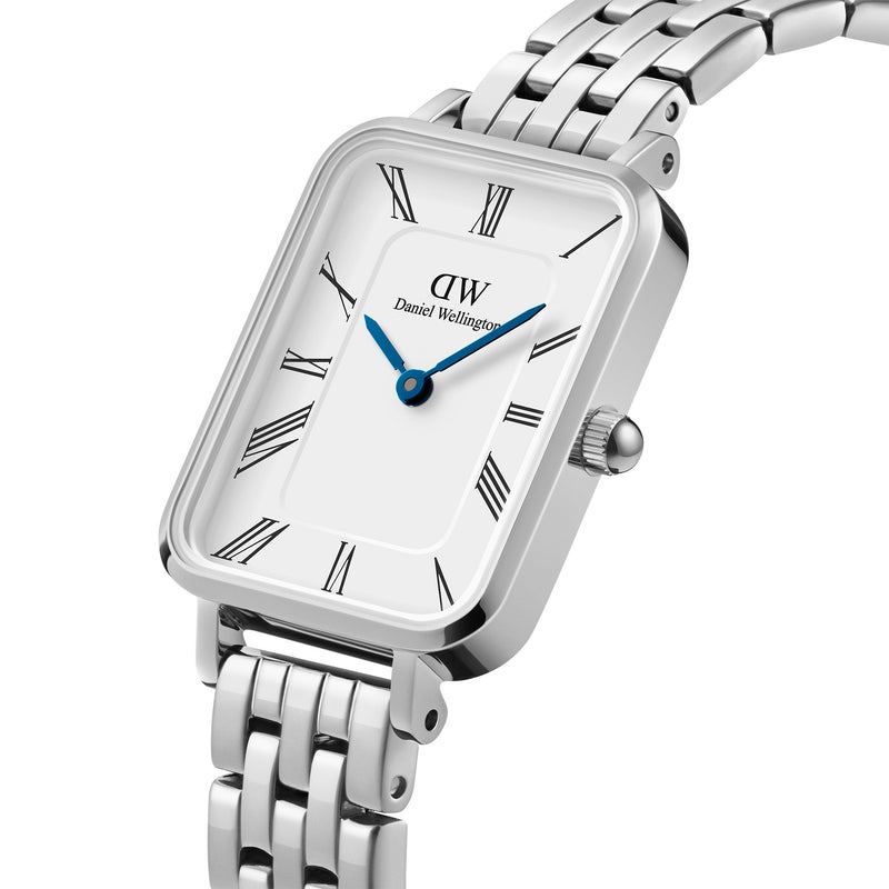 Montre Quadro Roman Numerals 5-link White