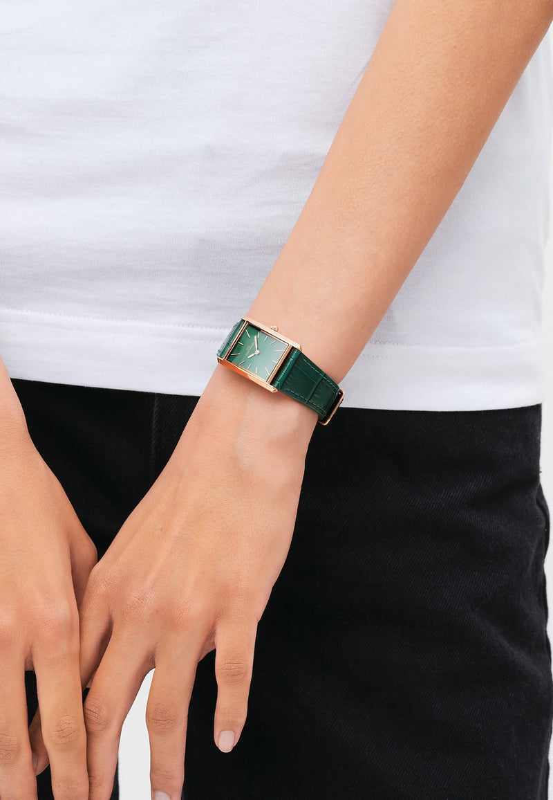 Montre Bound Crocodile Emerald Sunray Rose Gold