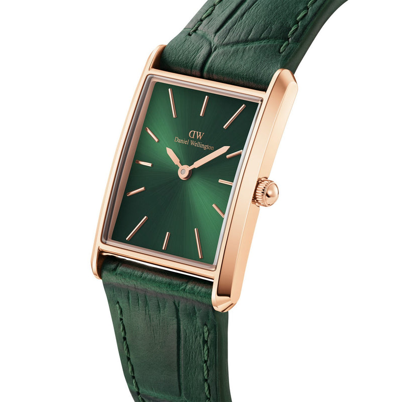 Montre Bound Crocodile Emerald Sunray Rose Gold