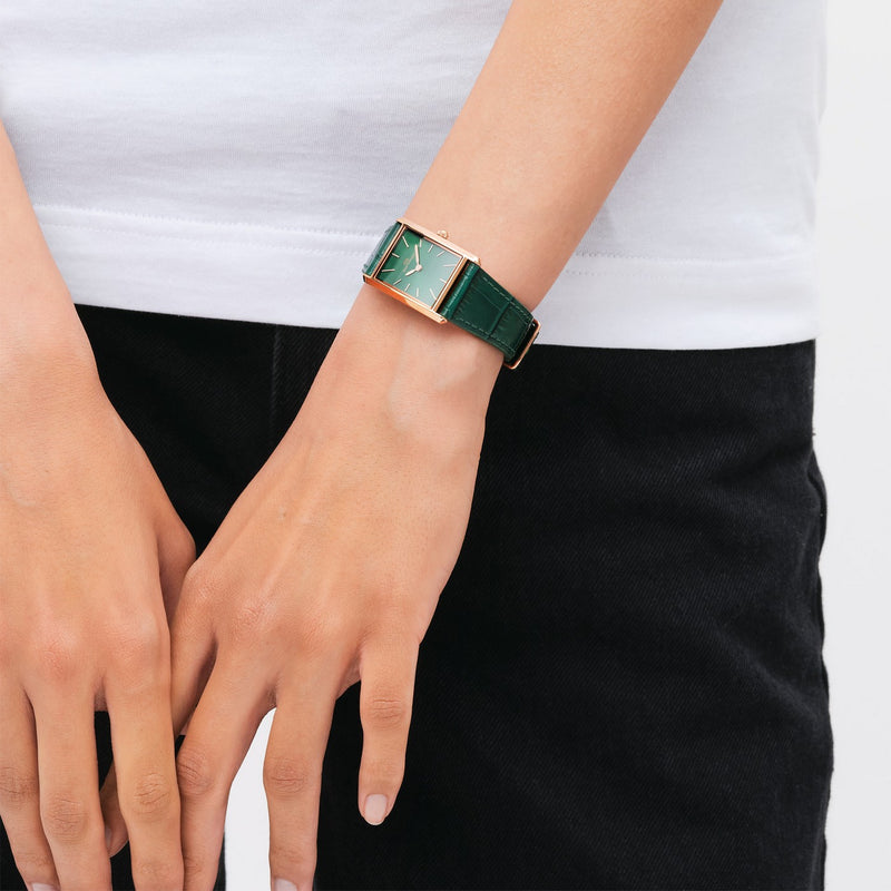 Montre Bound Crocodile Emerald Sunray Rose Gold