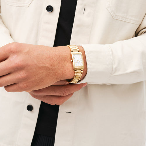 Reloj encuadernado en oro blanco de 3 eslabones