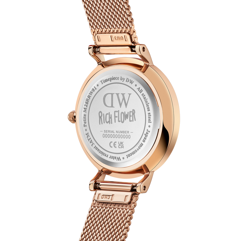 Reloj Petite Rich Flower en oro rosa