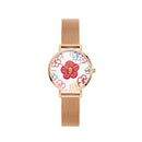 Reloj Petite Rich Flower en oro rosa