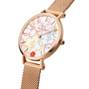 Reloj Petite Rich Flower en oro rosa pastel