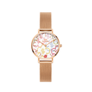 Reloj Petite Rich Flower en oro rosa pastel