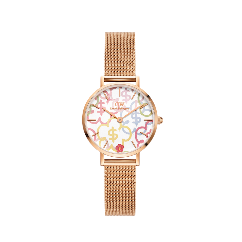 Reloj Petite Rich Flower en oro rosa pastel