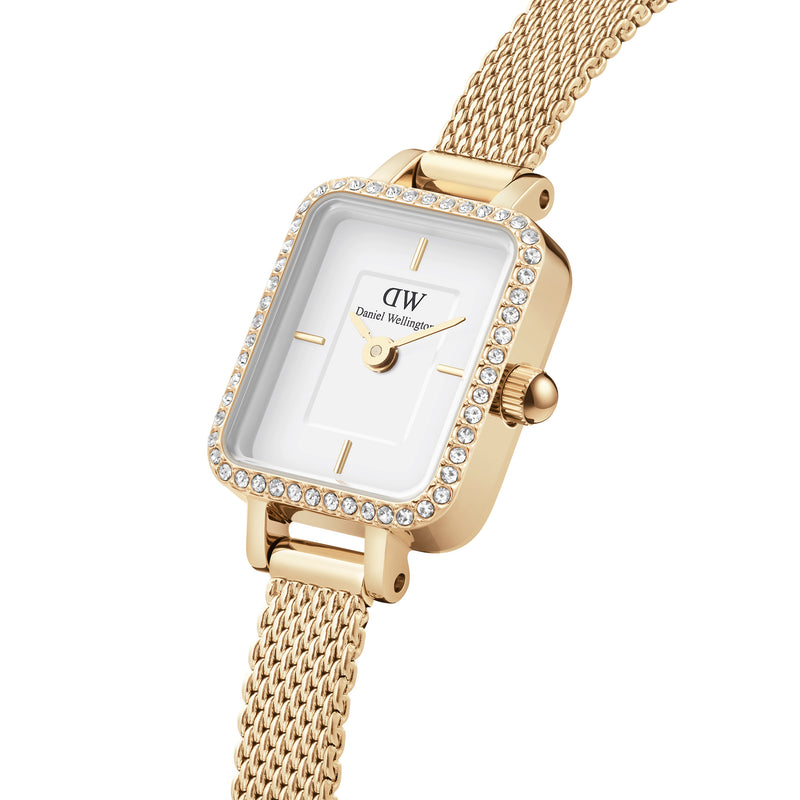 Reloj Quadro Mini Lumine Bisel Evergold de oro blanco