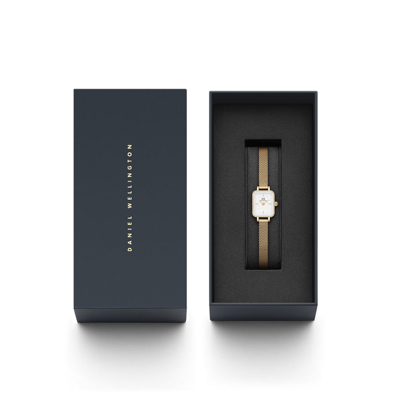 Reloj Quadro Mini Lumine Bisel Evergold de oro blanco